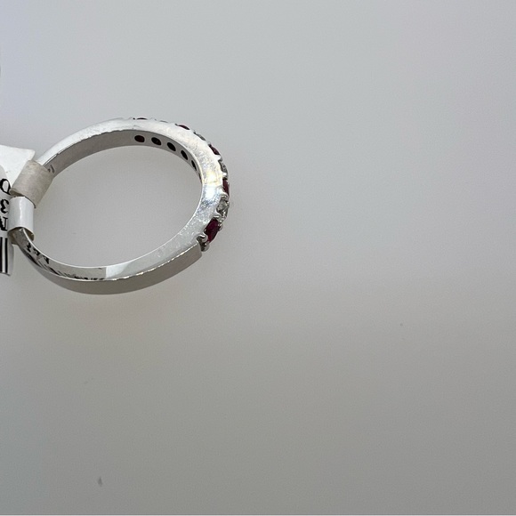 14k White Gold Diamond & Ruby Band Ring - Picture 8 of 8